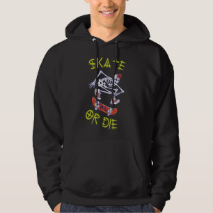 Skate oder die Skeleton-Skateboarder Hoodie