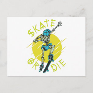 Skate oder die Skeleton-Skateboarder Postkarte
