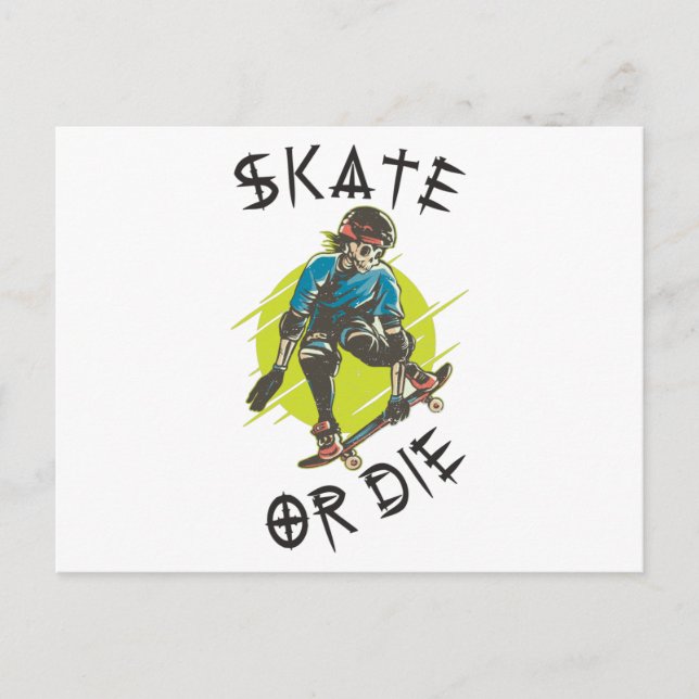 Skate oder die Skeleton-Skateboarder Postkarte (Vorderseite)