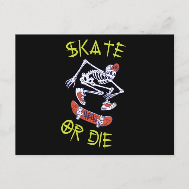 Skate oder die Skeleton-Skateboarder Postkarte (Vorderseite)