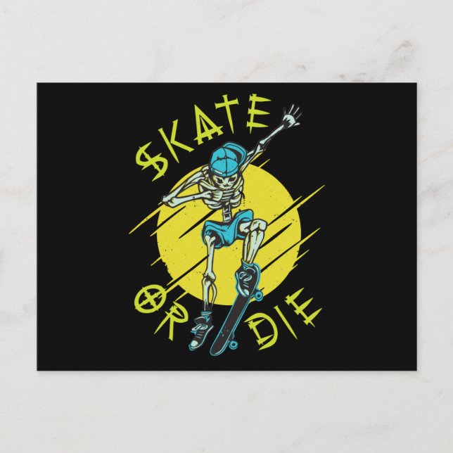 Skate oder die Skeleton-Skateboarder Postkarte (Vorderseite)