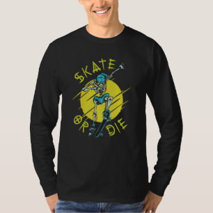 Skate oder die Skeleton-Skateboarder T-Shirt