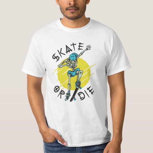 Skate oder die Skeleton-Skateboarder T-Shirt (Vorderseite)