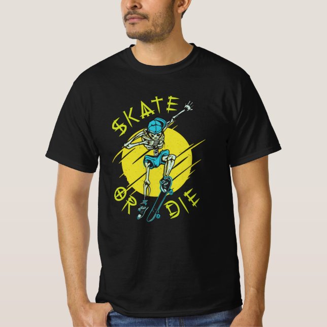 Skate oder die Skeleton-Skateboarder T-Shirt (Vorderseite)