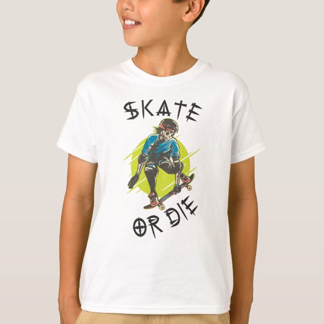 Skate oder die Skeleton-Skateboarder T-Shirt (Vorderseite)