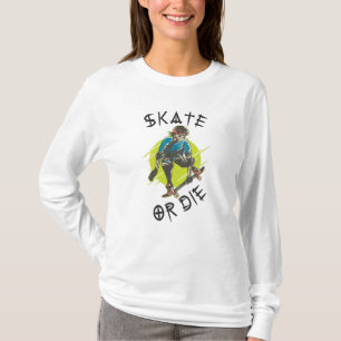 Skate oder die Skeleton-Skateboarder T-Shirt
