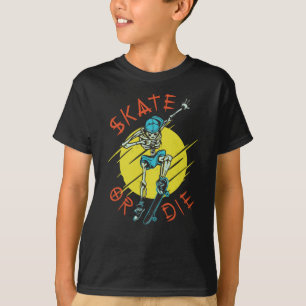 Skate oder die Skeleton-Skateboarder T-Shirt