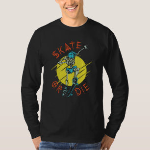 Skate oder die Skeleton-Skateboarder T-Shirt