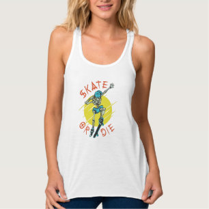 Skate oder die Skeleton-Skateboarder Tank Top