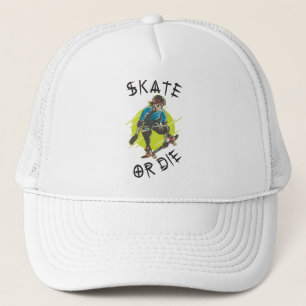 Skate oder die Skeleton-Skateboarder Truckerkappe