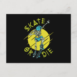 Skate oder die Skelett Skateboarder-Postkarte Postkarte