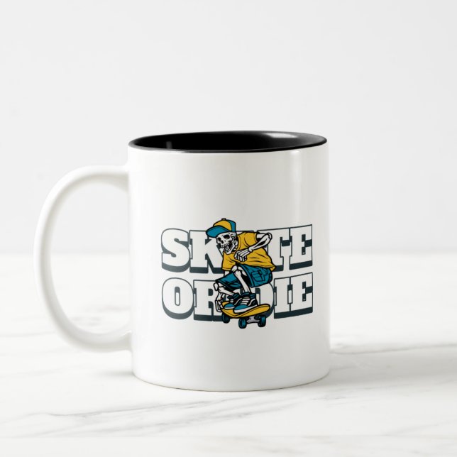 Skate oder Die Zweifarbige Tasse (Links)