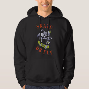 Skate oder Fly Skeleton Skateboarder Hoodie