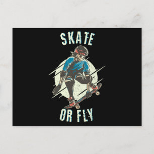 Skate oder Fly Skeleton Skateboarder Postkarte
