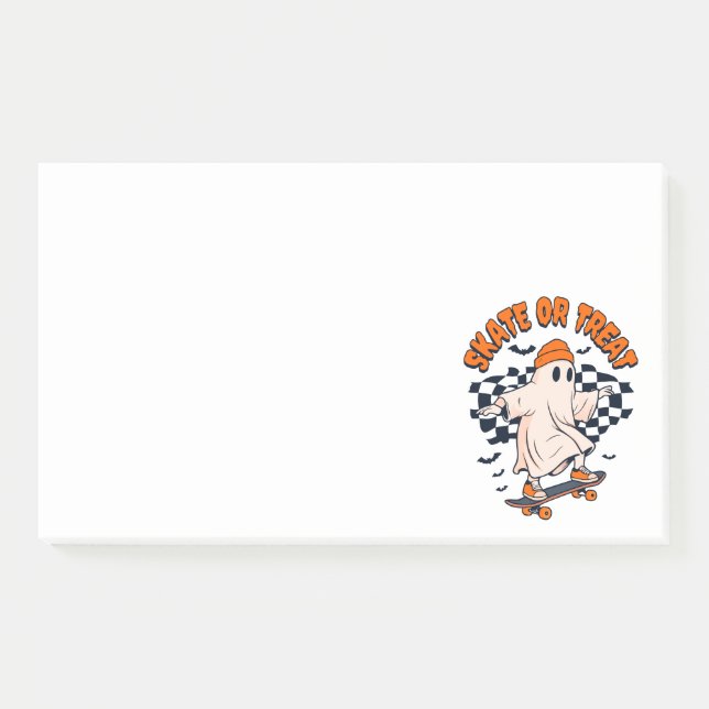 Skate- oder Leckerei-Ghost-Halloween Post-it Klebezettel (Vorderseite)