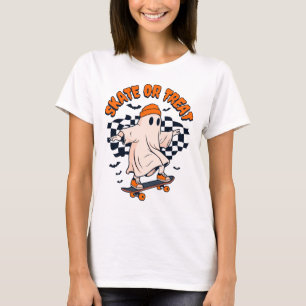 Skate- oder Leckerei-Ghost-Halloween T-Shirt