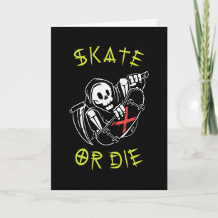 Skate or die Sensenmann-Skelett-Skateboarder Karte