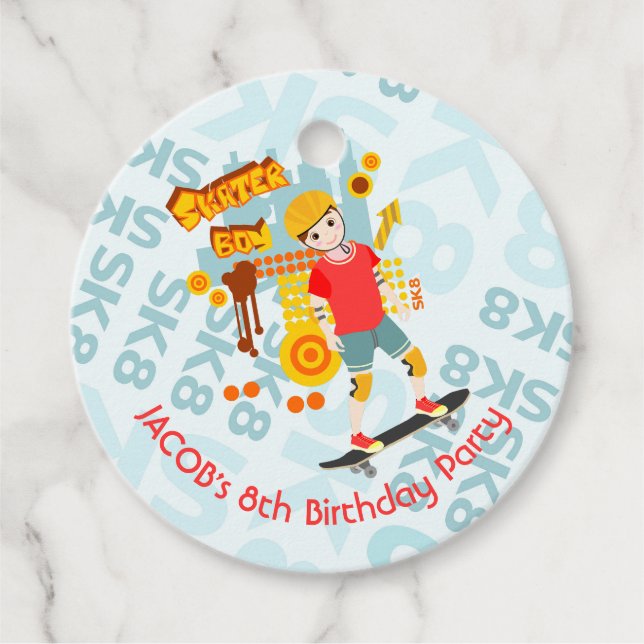 Skate Park Fun Boy Geburtstagsparty Geschenkanhänger (Vorderseite)