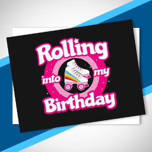 Skate Party - Rollschuhbahn Rollschuhlaufen Geburt Postkarte