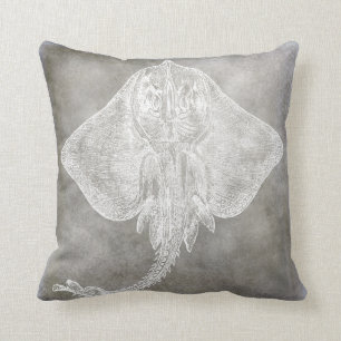 Skate-Pewter-Neutral für Küstengewässer Kissen