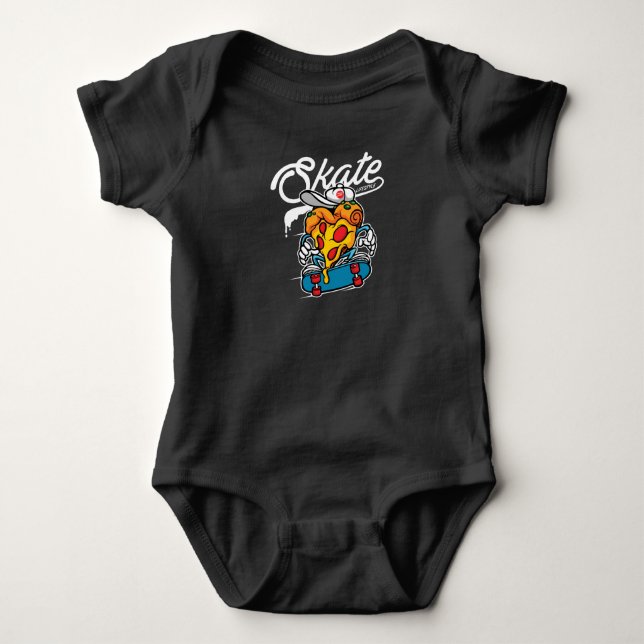 Skate Pizza Baby Strampler (Vorderseite)