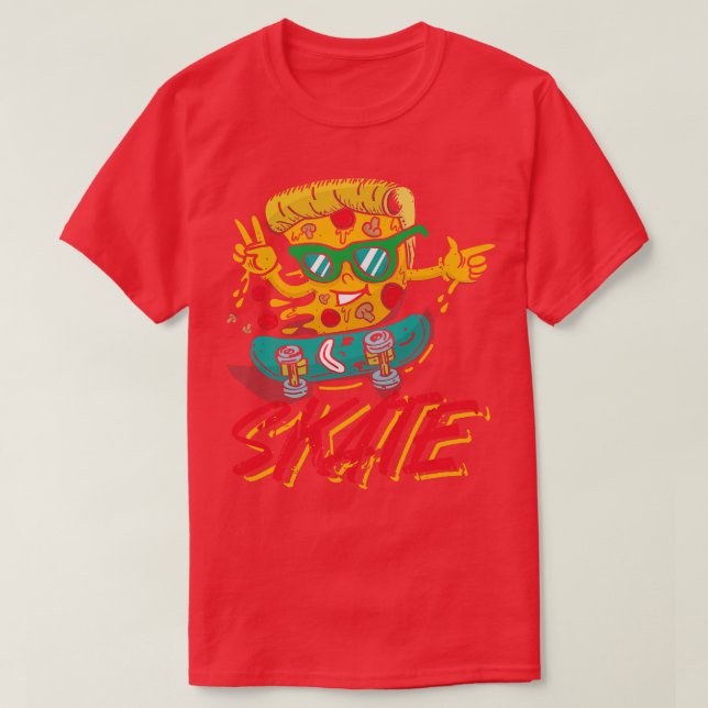 Skate Pizza leckeres italienisches Brot T-Shirt (Design vorne)