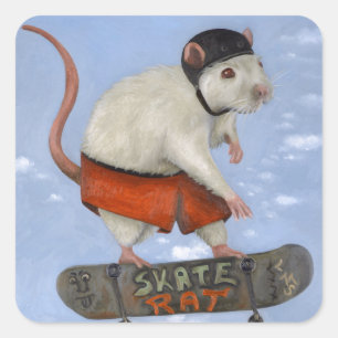 Skate Rat Quadratischer Aufkleber