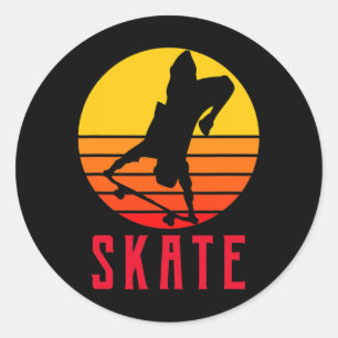Skate Retro Vintage Skateboarder Skateboarding Runder Aufkleber