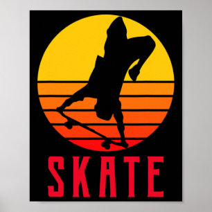 Skate Retro Vintage Skateboardfahrer Skateboardfah Poster