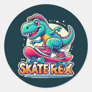 Skate Rex - Cooler Dinosaurier-Aufkleber Runder Aufkleber