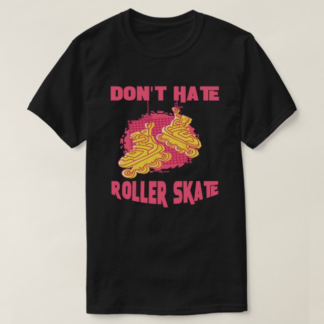 Skate-Roller nicht rosa und gelbe Skate T-Shirt (Design vorne)