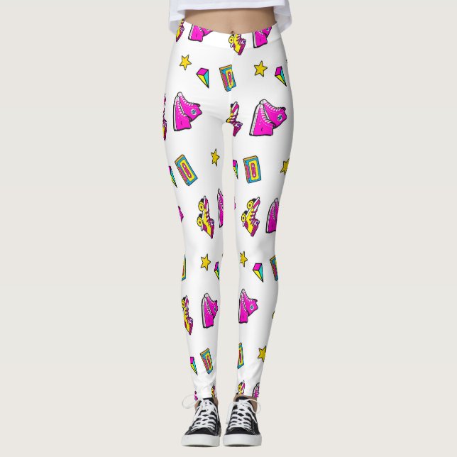 Skate rosa und weiß leggings (Vorderseite)