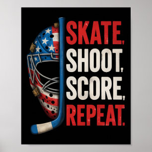 Skate schießen Score Wiederholung USA Hockey Desig Poster