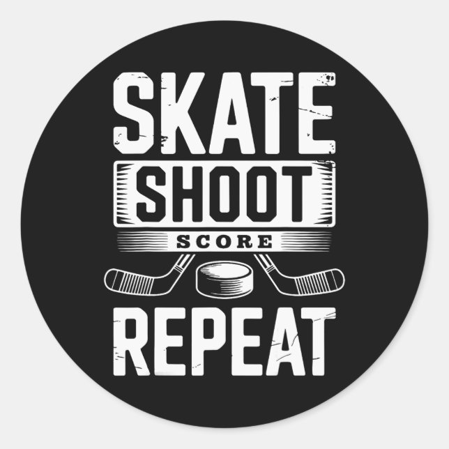 Skate Shoot Score Repeat (2)  Runder Aufkleber (Vorderseite)