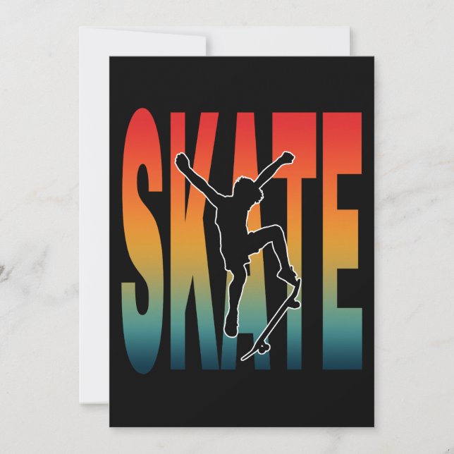 Skate Skateboarding Silhouette Einladung (Vorderseite)