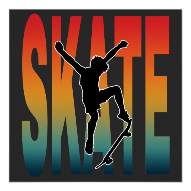 Skate Skateboarding Silhouette Poster (Vorderseite)