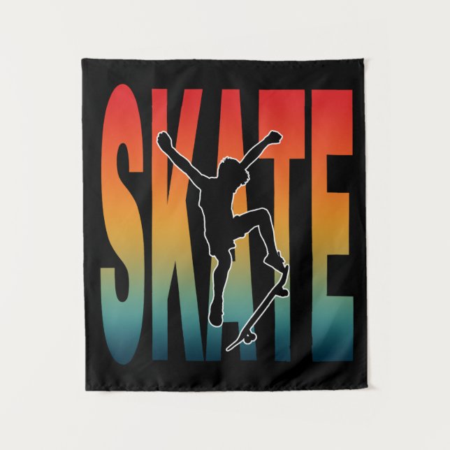 Skate Skateboarding Silhouette Wandteppich (Vorderseite)