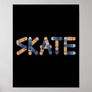 Skate Skateboards Lettering Longsboards Skateboard Poster