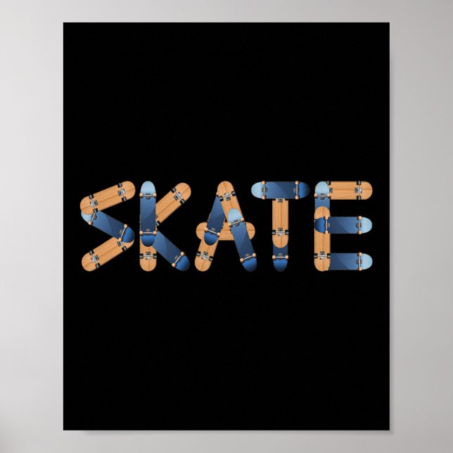 Skate Skateboards Lettering Longsboards Skateboard Poster (Vorne)