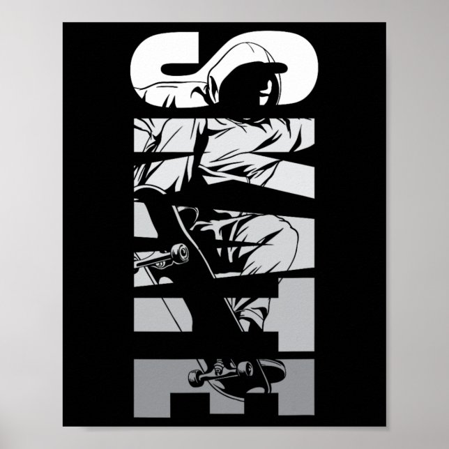 Skate Skater Skateboard Retro 90er  Poster (Vorne)