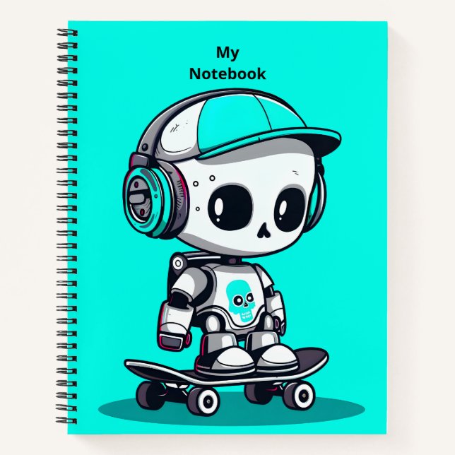 Skate SkullBot Notizbuch (Vorderseite)