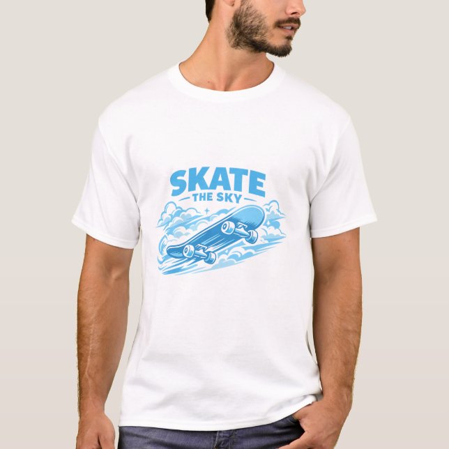 Skate The Sky – Blauer Drift T-Shirt (Vorderseite)