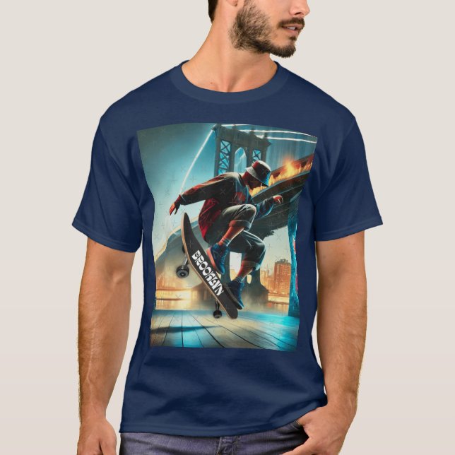 Skate Tricks Under the Brooklyn Bridge NYC Street  T-Shirt (Vorderseite)