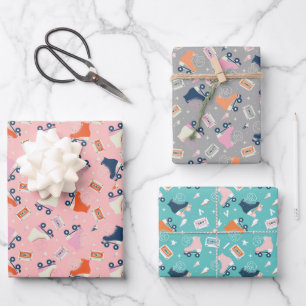 Skate und Kassettenband für Retro-Rollen Geschenkpapier Set