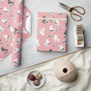 Skate und Kassettenbänder für Retro-Rollen Geschenkpapier