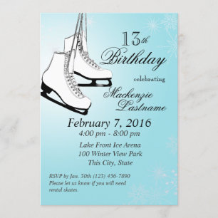 Skate und Schneeflocken zum Geburtstag Einladung