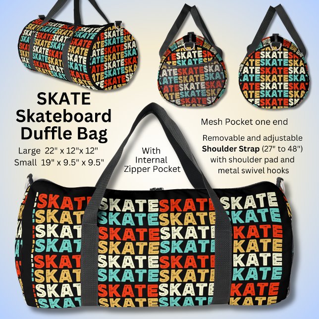 SKATE wiederholt für Skateboarder auf Black Duffle Bag (Von Creator hochgeladen)