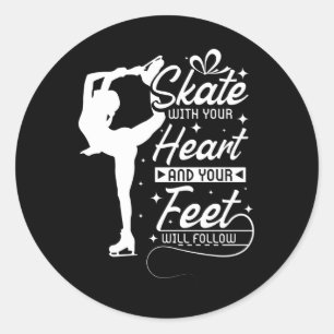 Skate With You Heart, ice skating Runder Aufkleber