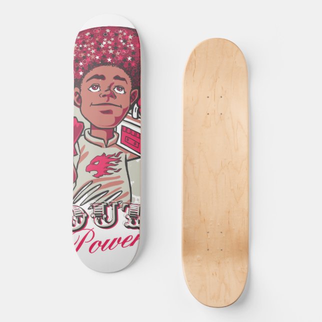 Skateboard 8 1/2" – YOUTH Power Afro & Boombox  (Vorderseite)