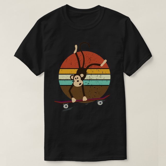 Skateboard-Affe lustiges Geschenk T-Shirt (Design vorne)